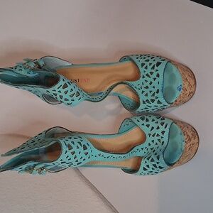 SALE 4 Listings /$10🎄JUSTFAB Adnan Turquoise Cork Platform Wedges